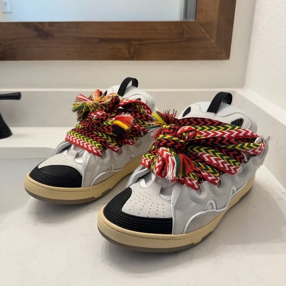 Lanvin | Shoes | Lanvin White And Black Sneakers With Fringe 